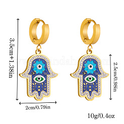 Hamsa Hand with Evil Eye Stainless Steel Enamel Pendant Necklaces & Charm Bracelets & Hoop Earrings Sets&nbsp;FS-WG4E92D-01