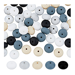 60Pcs 5 Colors Food Grade Eco-Friendly Silicone Beads&nbsp;SIL-DC0001-37