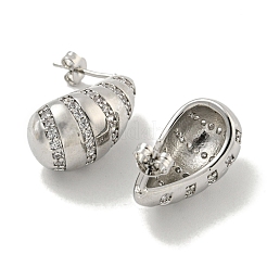 Teardrop Rack Plating Brass Micro Pave Cubic Zirconia Stud Earrings for Women&nbsp;EJEW-E312-10P
