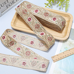 Polyester Embroidery Paillette Ribbon&nbsp;OCOR-WH20003-37B