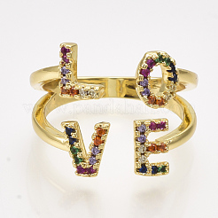 Brass Micro Pave Cubic Zirconia Cuff Rings&nbsp;RJEW-S044-050
