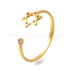 304 Stainless Steel Micro Pave Cubic Zirconia Open Cuff Rings&nbsp;RJEW-S628-02G