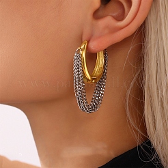 Two Tone 304 Stainless Steel Hoop Earrings&nbsp;FS-WGF65B4-01