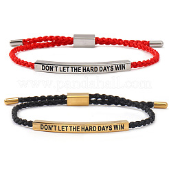 2Pcs DON'T LET THE HARD DAYS WIN 304 Stainless Steel Charm Motivational Quote Bracelets&nbsp;FG5463-4