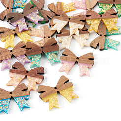 18Pcs 9 Colors Wood & Resin Pendants&nbsp;WOOD-TA0002-96