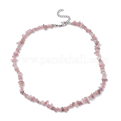 Natural Rose Quartz Chip Beaded Necklace&nbsp;NJEW-JN04615-13