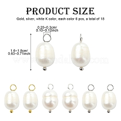 18Pcs 3 Colors Oval Natural Pearl Pendants&nbsp;PALLOY-YW00035