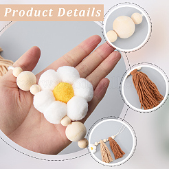 Wooden Banners with Flower Tassels Pendant Hanging Bunting&nbsp;FIND-WH20019-93B