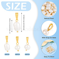60Pcs 3 Style Natural Pearl Pendants&nbsp;PALLOY-CW00001