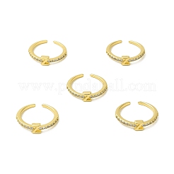 Clear Cubic Zirconia Initial Letter Open Cuff Ring&nbsp;RJEW-H120-09G-Z
