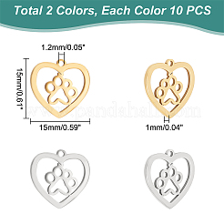 20Pcs 2 Colors 201 Stainless Steel Pendants&nbsp;STAS-UN0045-46