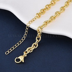 Brass Textured Cable Chain Necklaces for Women&nbsp;NJEW-K282-05G