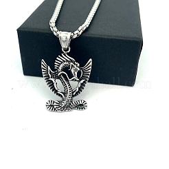 Retro Mythical 304 Stainless Steel Dragon Pendant Necklaces for Men Women&nbsp;XN5499