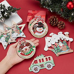 22Pcs 11 Style Christmas Theme Natural Wood Big Pendants&nbsp;WOOD-CA0001-51