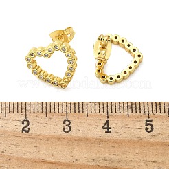 Brass Micro Pave Clear Cubic Zirconia Stud Earrings&nbsp;EJEW-P303-02B-G
