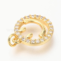 Brass Micro Pave Clear Cubic Zirconia Charms&nbsp;X-ZIRC-O036-31G