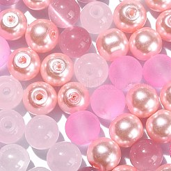 100Pcs Transparent Frosted Glass Beads Strands&nbsp;GLAA-CJ0002-07