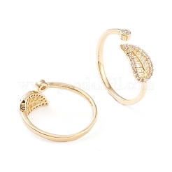 Brass Micro Pave Clear Cubic Zirconia Cuff Rings&nbsp;RJEW-F102-07G