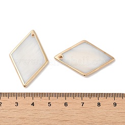 Electroplated Natural Freshwater Shell Pendants with Golden Plated Brass Edge&nbsp;SHEL-M019-01G