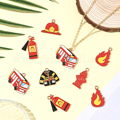 24Pcs 6 Styles Firefighting Theme Alloy Enamel Pendants&nbsp;ENAM-SC0007-22
