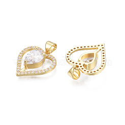 Brass Micro Pave Clear Cubic Zirconia Pendants&nbsp;ZIRC-N039-210