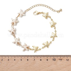 Synthetic Turquoise & 304 Stainless Steel Link Chain Bracelets for Women&nbsp;BJEW-JB13506