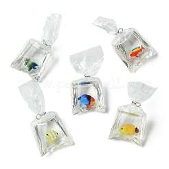 5Pcs 5 Colors Resin Pendants with Iron Jump Ring&nbsp;RESI-FS0001-70