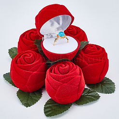 Flocking Plastic Rose Finger Ring Boxes&nbsp;CON-DR0001-01