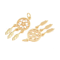 Brass Micro Pave Clear Cubic Zirconia Pendants&nbsp;KK-P353-03G