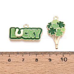 Saint Patrick's Day Rack Plating Alloy Enamel Pendants&nbsp;ENAM-T091-53M-G