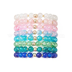 8Pcs 8 Colors Spray Painted Crackle Glass Beads Stretch Bracelets for Men Women&nbsp;BJEW-MZ00204