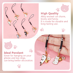 6Pcs Alloy Enamel Cat Pendants Decoration&nbsp;HJEW-PH01490