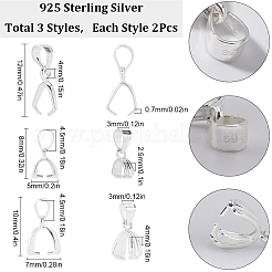 6Pcs 3 Style 925 Sterling Silver Pendants Bails&nbsp;STER-SC0001-29