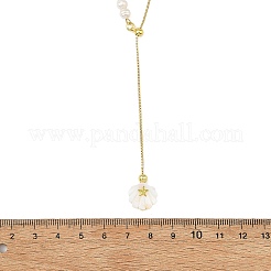 Summer Beach Natural Pearl Brass Box Chain Lariat Necklaces&nbsp;NJEW-JN06595