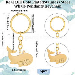 6Pcs Whale Stainless Steel Pendants Keychain&nbsp;KEYC-BBC0001-12A