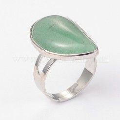 Adjustable Gemstone Brass Rings&nbsp;X-RJEW-N024-02F