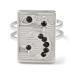 304 Stainless Steel Open Cuff Ring for Women&nbsp;RJEW-F166-03P-01
