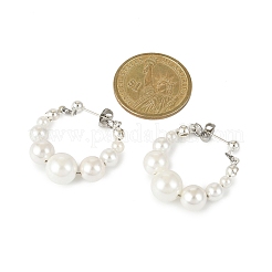 Shell Pearl Beaded Dangle Stud Earrings&nbsp;EJEW-JE06362-02
