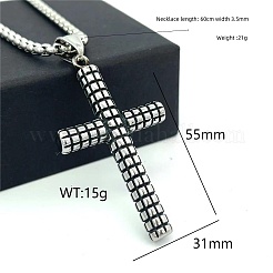 Men's 304 Stainless Steel Checkered Cross Pendant Vintage Punk Necklaces&nbsp;OC5686