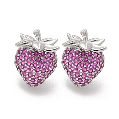 Brass Micro Pave Cubic Zirconia Stud Earrings&nbsp;EJEW-Q015-13P-01