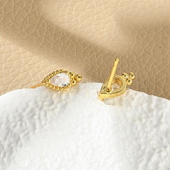 Brass Micro Pave Clear Cubic Zirconia Stud Earrings&nbsp;EJEW-R016-26G-17