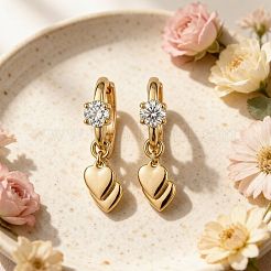 Brass Micro Pave Clear Cubic Zirconia Hoop Dangle Earrings&nbsp;WG840F4-01