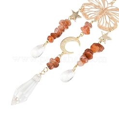 Carnelian with Glass Pendant Decorations&nbsp;HJEW-TA00129-02