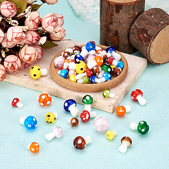 64Pcs 24 Styles Mushroom Handmade Lampwork Beads&nbsp;LAMP-TA0001-12