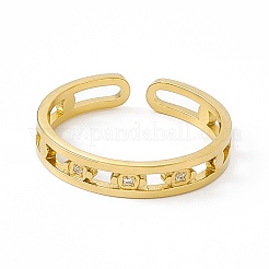 Ion Plating(IP) 304 Stainless Steel Cubic Zirconia Cuff Ring for Women&nbsp;RJEW-C060-29G