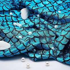 Sparkly Hologram Spandex Mermaid Printed Fish Scale Fabric&nbsp;AJEW-WH0277-38