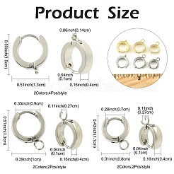 16Pcs 201 Stainless Steel Huggie Hoop Earrings Findings&nbsp;STAS-FS0002-26A
