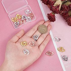 16 Sets 4 Colors Brass Two Loops Heart Interlocking Clasps for DIY Jewelry&nbsp;KK-FH0004-13