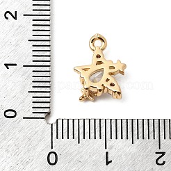 Brass Micro Pave Clear Cubic Zirconia Charms&nbsp;ZIRC-F146-04G