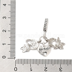 Rack Plating Alloy Rhinestone European Dangle Charms&nbsp;PALLOY-S189-42P